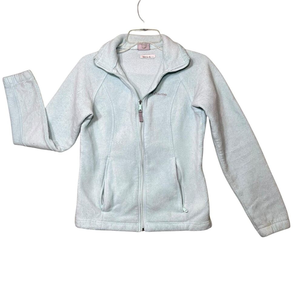 Columbia Jacket Womens Medium Light Blue XL6445 Full Zip Fleece Outdoors Hiking
